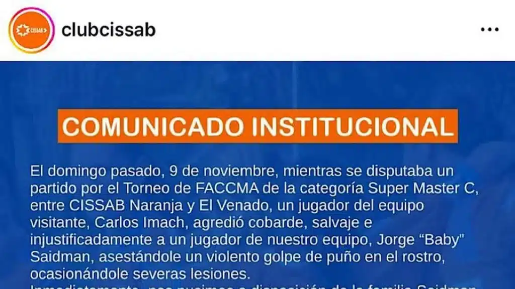 CISSAB y El Venado repudian los hechos de violencia en un partido de FACCMA —…