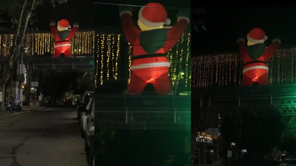 Papá Noel gigante causa sensación en Clínica Monte Grande — Imagen 1