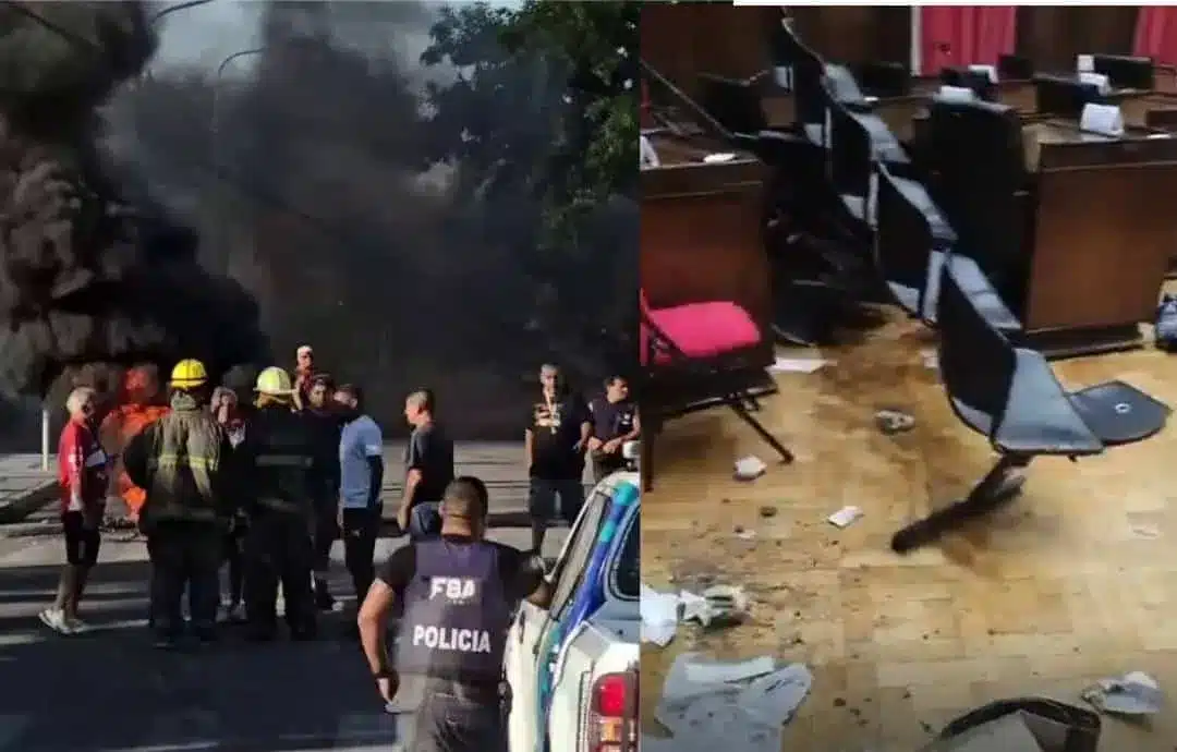 Municipales en Morón manifestaron por pagos atrasados y realizaron destrozos…