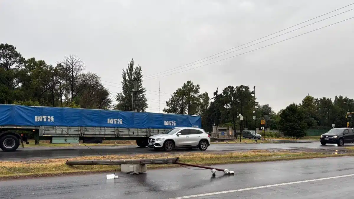 Tormenta en Ezeiza: cae poste y provoca demoras en la Ruta 58 — Imagen 1