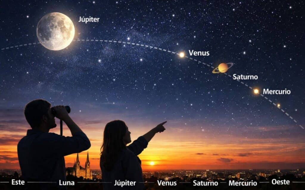 Alineación planetaria ilumina el cielo de La Plata