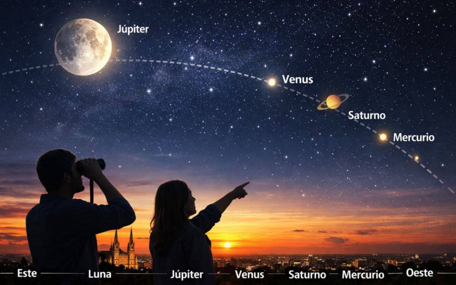Alineación planetaria ilumina el cielo de La Plata