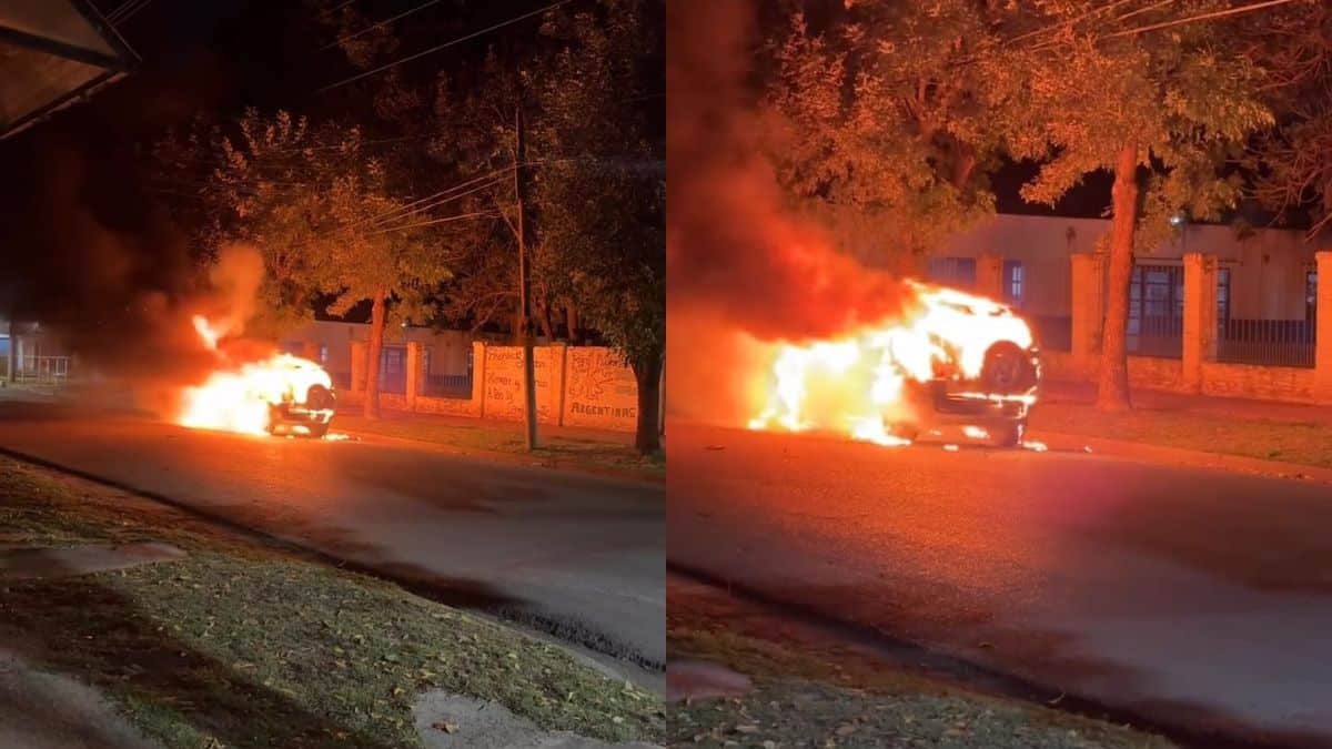Incendio de auto genera preocupación en Almirante Brown