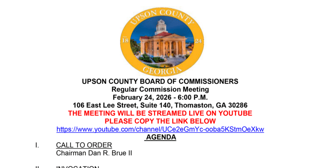 Reunión de la Junta de Comisionados del Condado de Upson el 24 de febrero