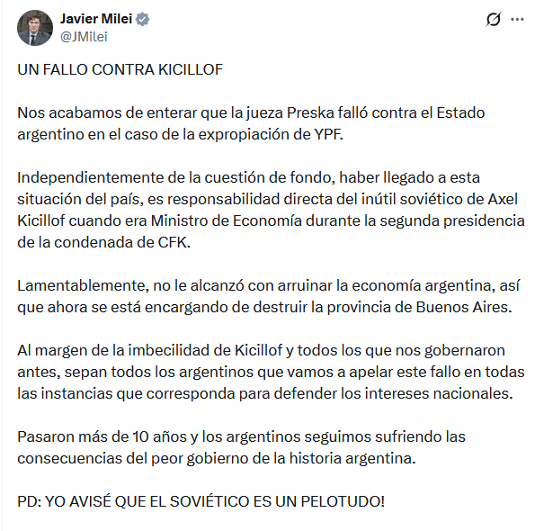 Justicia de EE.UU. falló a favor de Argentina por YPF