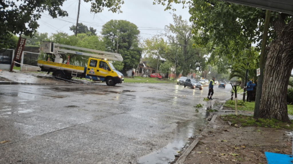 Colectivo enganchó cable y cortó el tránsito en Almirante Brown