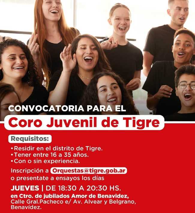 Tigre abre inscripción al Coro Juvenil Municipal