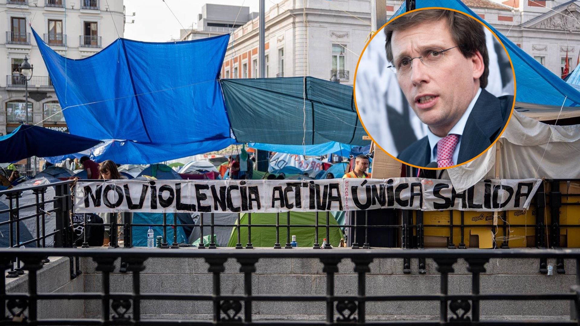 Almeida exige disolver la acampada en Sol por uso inadecuado de toldos y farolas