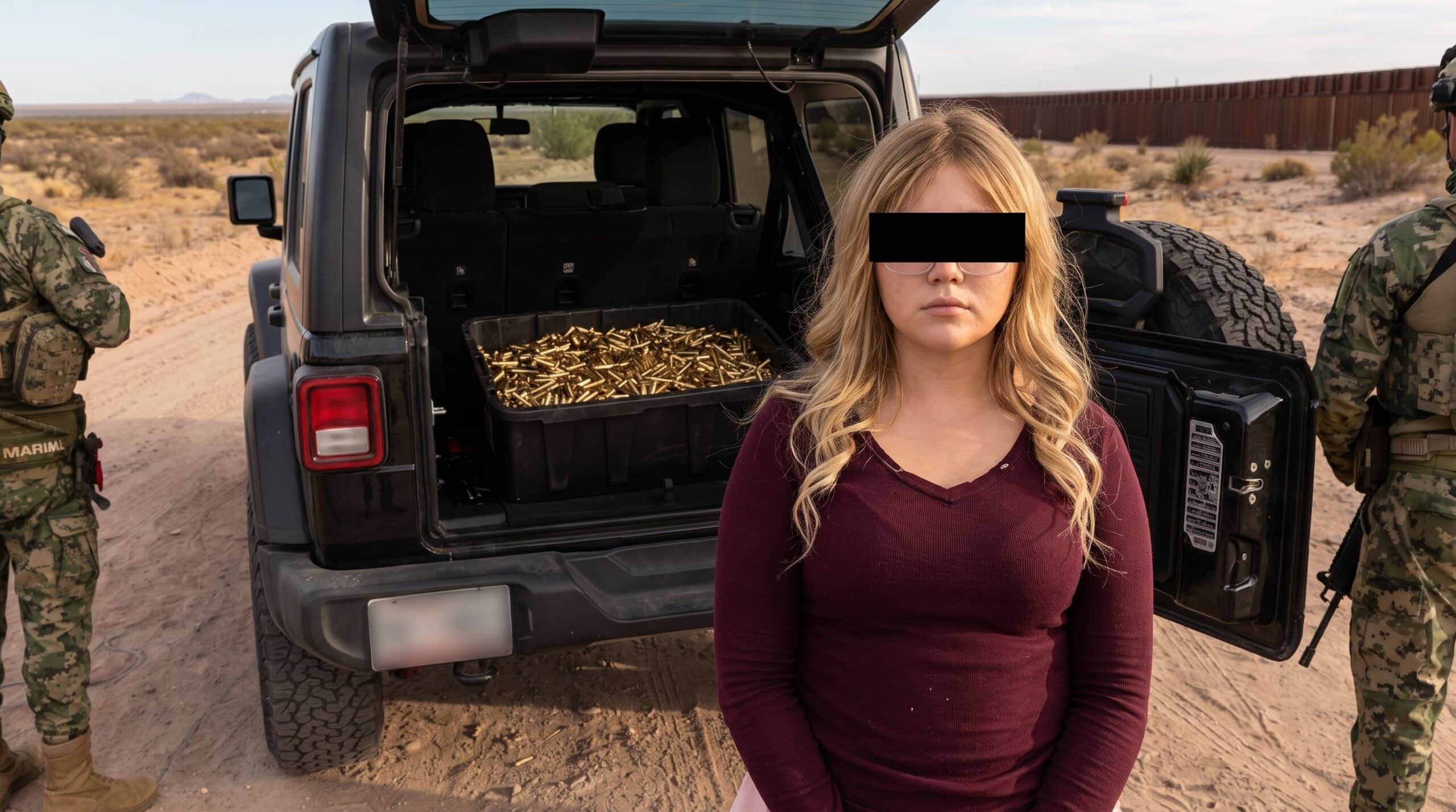 Detienen en Sonora a una estadounidense con más de 5 mil cartuchos ocultos