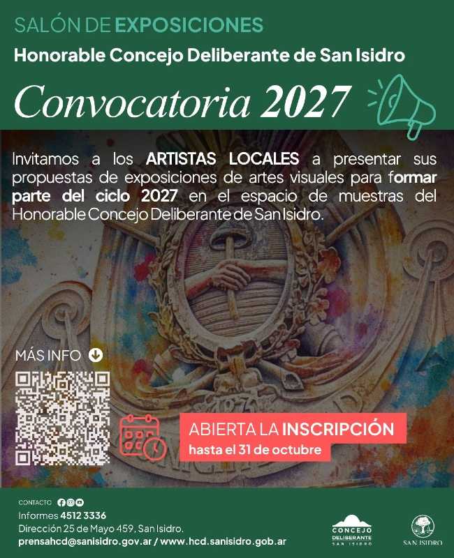 El HCD de San Isidro abrió la convocatoria a artistas locales para el ciclo 2027