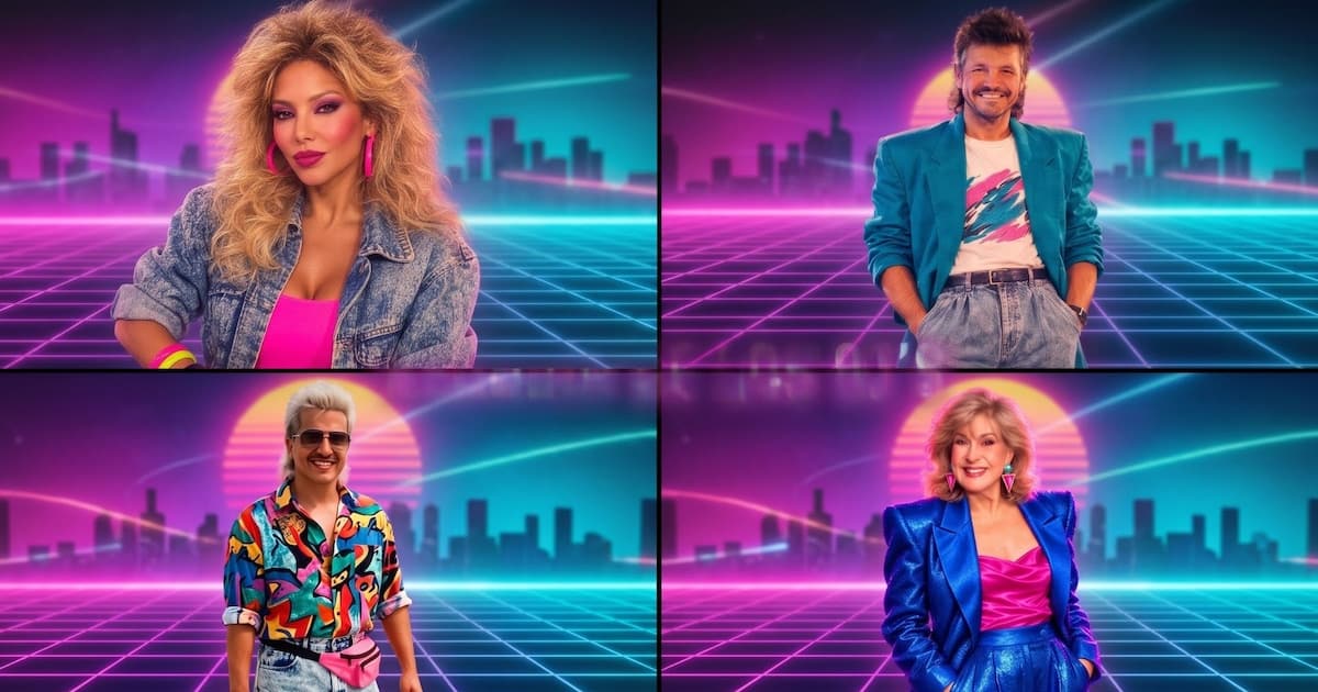 Los famosos se sumaron al “trend de los 80″ en redes con looks retro